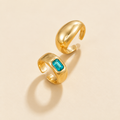 Azure Duo gold-tone open toe rings with blue stone