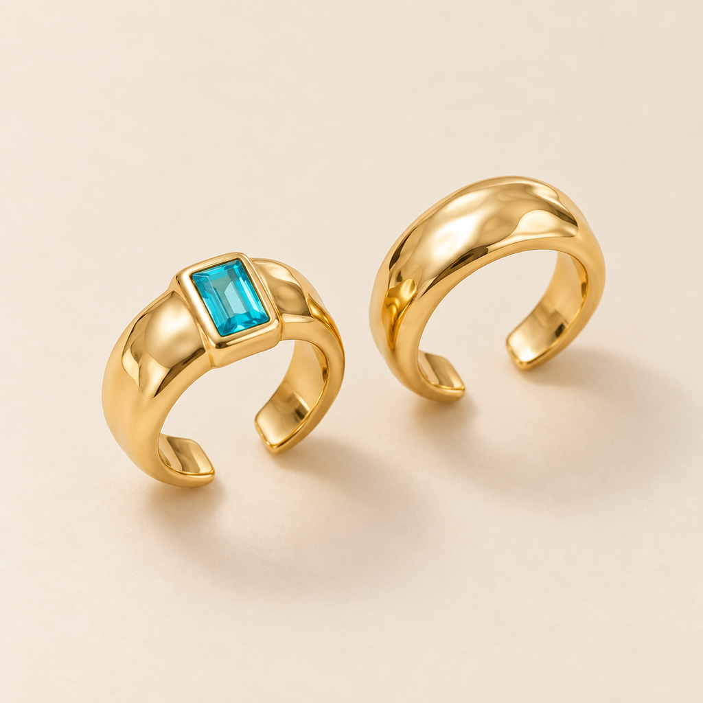 Side view of both Azure Duo open toe rings