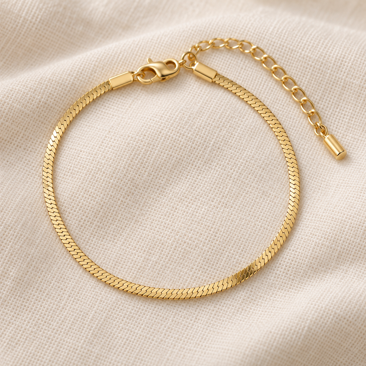 Satin Herringbone Bracelet — detail still life