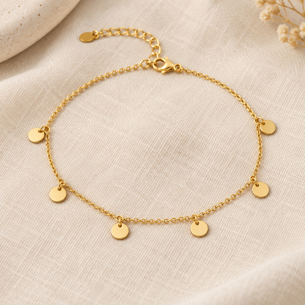Sola Disc Anklet — detail still life