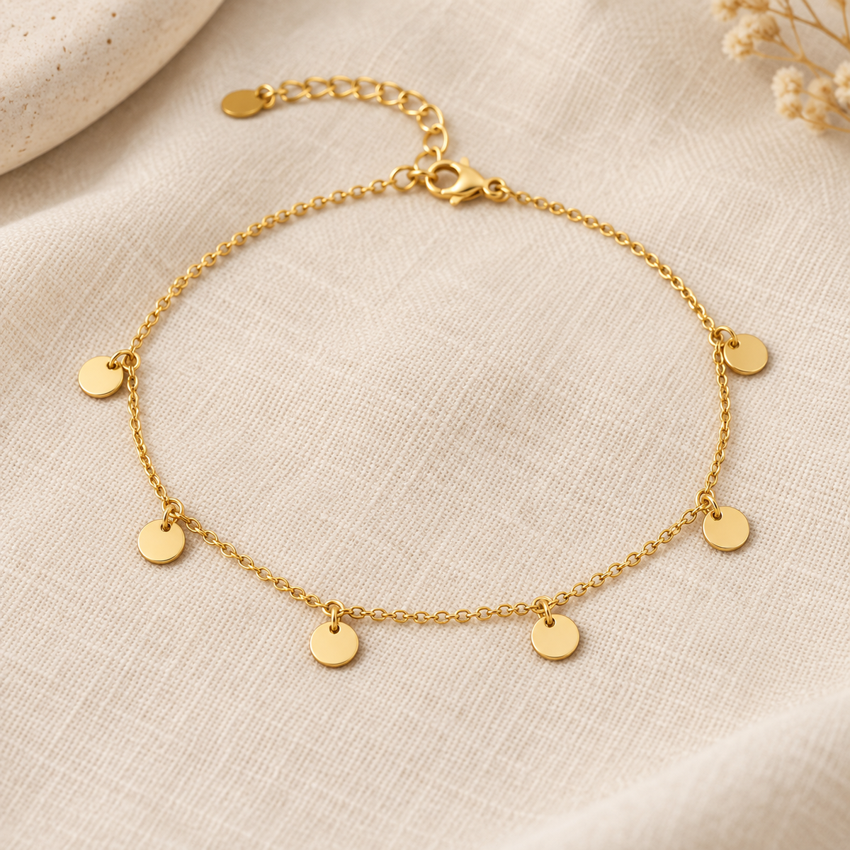 Sola Disc Anklet — detail still life